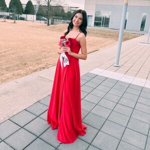 red silk formal dress size